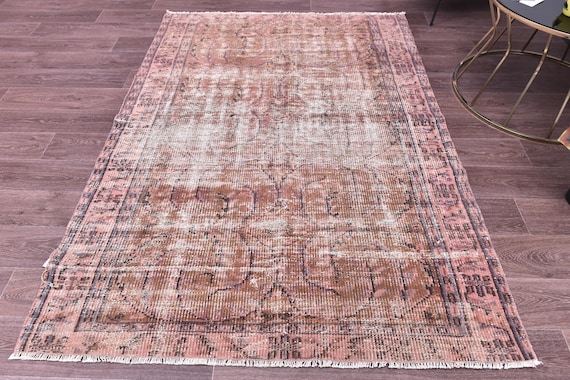 5x7 Vintage Faded Area Rug, Forest Green Color, 5x7 Handmade Wool Rug, Living Room Bedroom Rug, Farmhouse Decor, 5x7 Turkish Area Rug