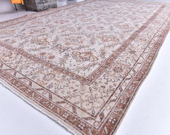 6x10 Area Rug, 6x10 Handmade Wool Area Rug, Floral Area Rug, 6x10 Vintage Turkish Rug, Living Room Rug, Turkish Pastel Color Rug, 6x10 Rug