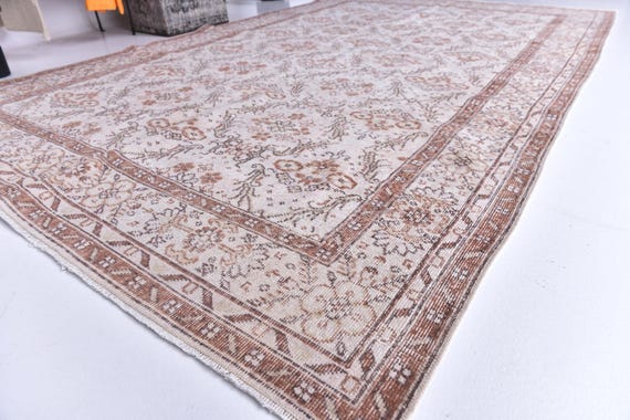 6x10 Area Rug, 6x10 Handmade Wool Area Rug, Floral Area Rug, 6x10 Vintage Turkish Rug, Living Room Rug, Turkish Pastel Color Rug, 6x10 Rug