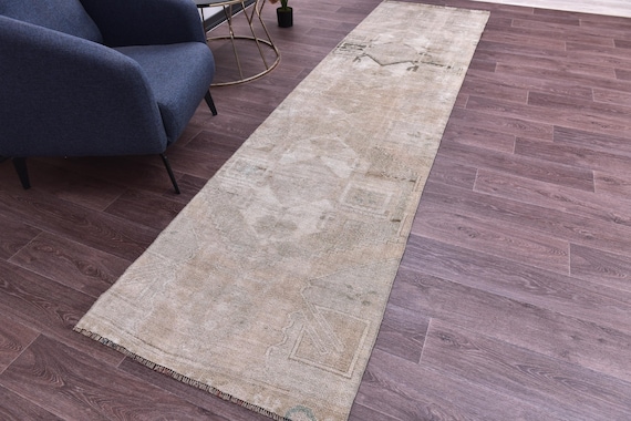3x11 Vintage Faded Runner Rug, 3x11 Soft Wool Vintage Runner Rug, 3x11 Rug, Aesthetic Handmade Rug, 3x11 Runner Rug  Turkish Runner 3x11