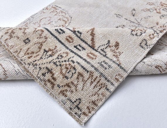 2x5 Beige and Brown Vintage Runner Rug, 2x5 Vintage Runner 2x5 Rug Short Handmade Wool Rug 2x5 Runner Rug 2x5 Turkish Runner Hallway Runner
