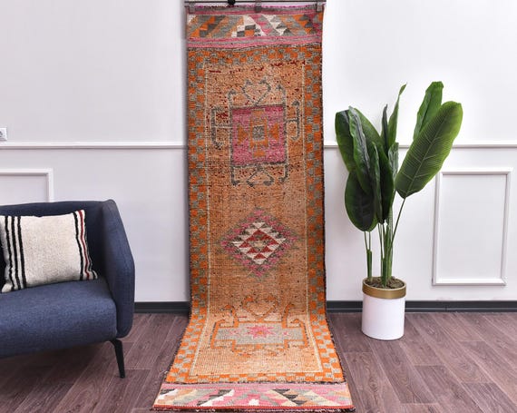 3x9 Vintage Handmade Wool Soft Traditional Runner Rug, Outlet