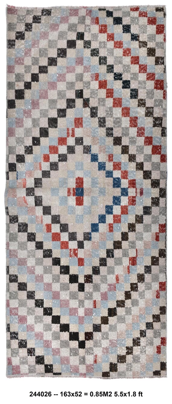 アンティークヴィンテージトルコ製ランナー、2x5インチのマルチカラー