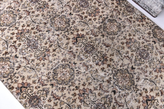 4x6 Vintage Accent Rug, Pastel Color, 4x6 Floral Style, Handmade Wool Rug, Oriental Rug,  4x6 Rugs, Handmade Wool Rugs