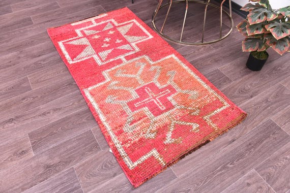 2x5 Vintage Soft Runner Rug, Handmade Wool Jute, Traditional Design, Hallway Rug, Accent Rug