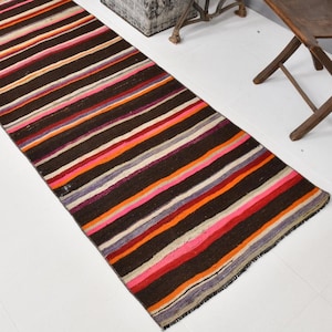 2x9 Striped Colorful Kilim Runner Rug, 2x9 Handmade Flat Weave Kilim Runner Rug, 2x9 Wool Runner Rug, Hallway Decor Rug, 2x9 Area Rug