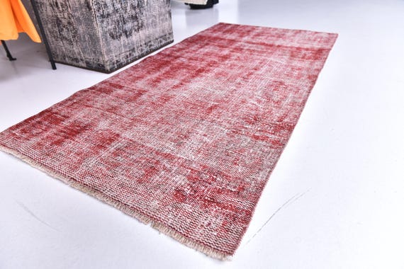 2x4 Vintage Faded Doormat Rug 2x4 Doormat Rug, 2x4 Rug, Small Handmade Wool Rug,  Turkish Rug, Rug For Bedroom Accent Bathmat, 2x4 Red Rug