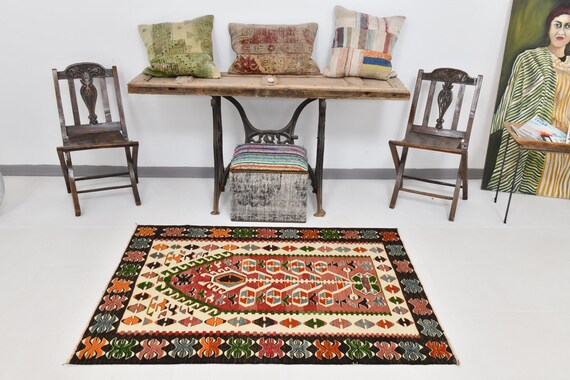3x5 Rugs,3x5 Turkish Vintage Rug,3x5 Rug,Handmade Oushak Rug,3x5 Vintage Rug,Small Turkish Rug,3x5 Small Size Rug,3x5 Area Rug,Boho Vintage
