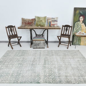 5x9 MODERN VINTAGE AREA Rug, 5x9, Handmade Wool Oushak, 5x9 Area Rug, Rug For Living Room, Turkish Rug 6x9, Farmhouse Decor, One Of A Kind
