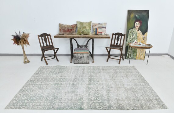 5x9 MODERN VINTAGE AREA Rug, 5x9, Handmade Wool Oushak, 5x9 Area Rug, Rug For Living Room, Turkish Rug 6x9, Farmhouse Decor, One Of A Kind