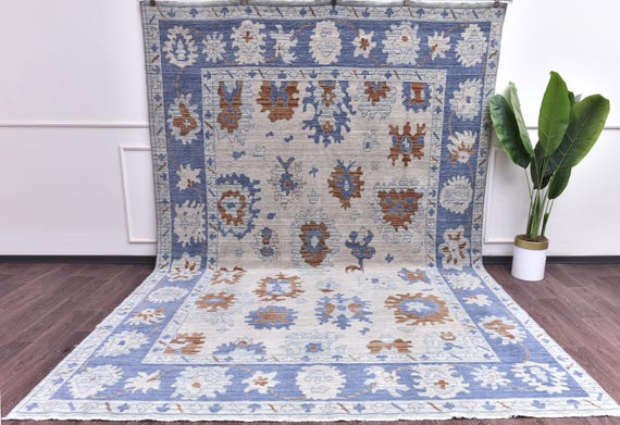 9x13 Neutral Oushak Wool Cotton Oriental Large Rug, Handmade, Natural Fiber, Outlet