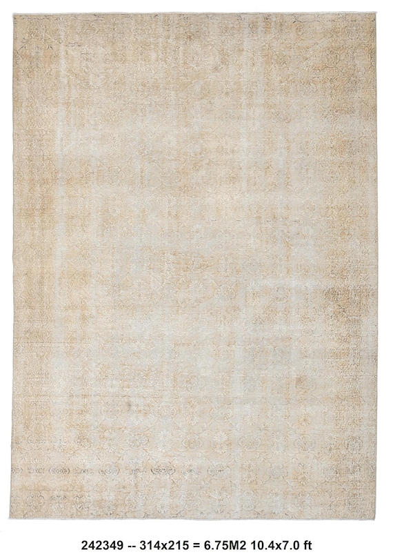 7x10 Oversize Distressed Floral Turkish Rug, Vintage Area Rug, 7x10 Floral Rug, Rug For Living Room, Handmade Victorian Style, Beige Color