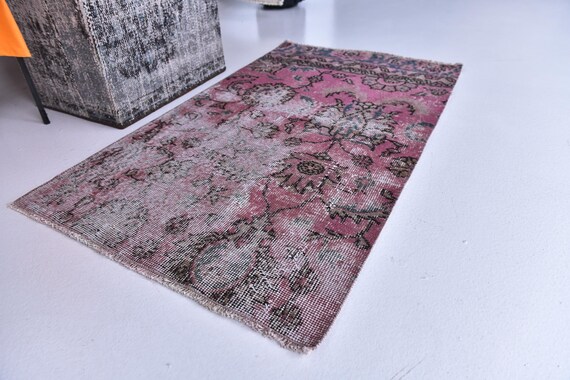 2x4 Floral Dormat Rug, Handmade Home Decor, 2x4 Bath Mat, Persian Style Doormat Rug, 2x4 Purple Rug, 2x4 Accent Rug, Traditional Rug