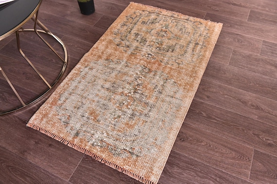 2x4 Faded Doormat Rug, 2x4 Muted Doormat Rug, 2x4 Orange Green Rug, Accent Rug, Bath Mat, Handmade Home Decor, 2x4 Soft Color Rug