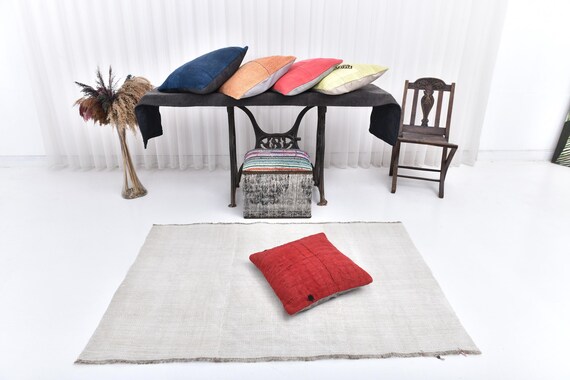 3x5 Vintage Hemp Rug, 3x5 Hemp Rug, Handmade Hemp Rug, 3x5 Area Rug, White Beige Hemp Rug, Eclectic Decor, Naturel Rug, 3x5 Rug, Neutral Rug