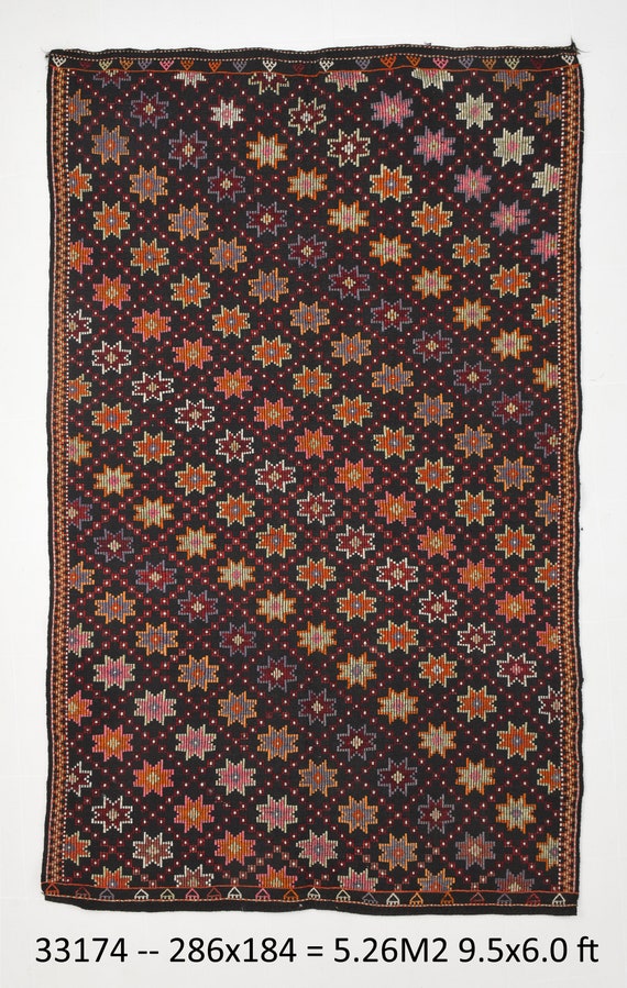6x9 Area Rugs, 6x9 TURKISH VINTAGE Kilim Rug, 6x9, Wool Handmade Rug, Vintage Kilim Rug, 6x9 Rug, Red Black Rug, Kilim Rug 6x9, Bohemian Rug