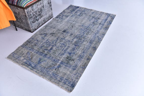 2x4 BLUE DOORMAT RUG, Handmade Oriental Rug, 2x4 Area Rug, Small Blue Rug, 2x4 Vintage Door Mat Rug 2x4, Rug Shabby Chic Rug,Bath Mat Rug