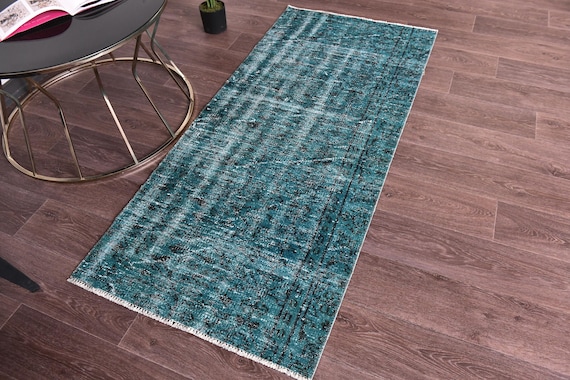 2x5 Vintage Teal Runner Rug, 2x5 Vintage Runner, 2x5 Rug, Handwoven Wool Rug, 2x5 Runner Rug, 2x5 Turkish Runner, Teal Runner Rug