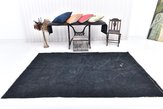 6x9 Dark and Navy Blue Hemp Rug, 6x9 Hemp Rug, 6x9 Rug, Fringed Handmade Hemp Rug, 6x9 Area Rug, Bohemian Eclectic Style, Farmhouse Decor