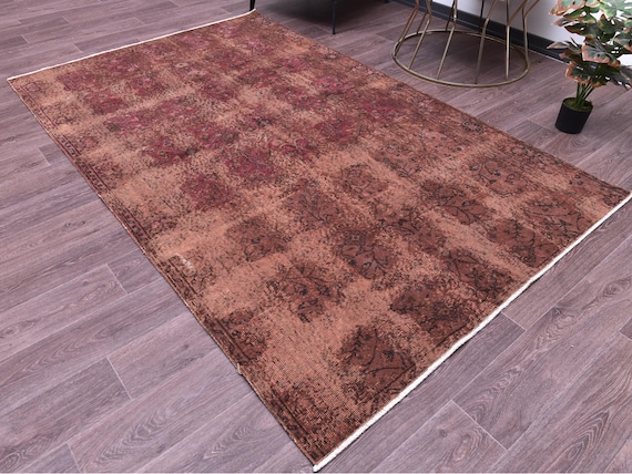 5x8 Vintage Turkish Overdyed Rug, Terracotta Color, 5x8 Handmade Wool Rug, 5x8 Living Room Bedroom Rug, 5x8 Vintage Rug, Rustic Home
