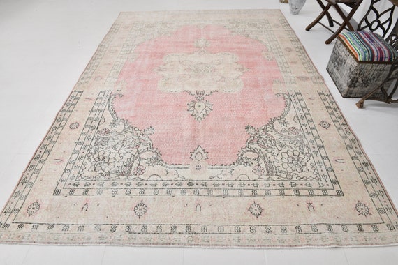 8x11 Oversize Pink Unique Rug, Oversize Unique Rug, Large Area Rug, Area Rug 8x11, Handmade Unique Rug, Oversize Rug 8x11, Pink Carpet
