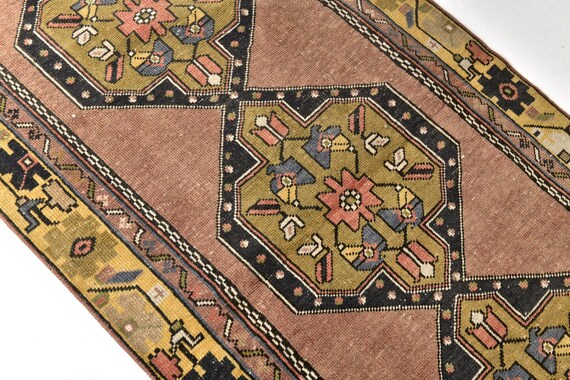 3x10 Antique Olive Green Runner Rug, 3x10 Persian Runner, Authentic Handmade Rug, 3x10 Runner Rug, Hallway Runner, Entrway Runner,Antique