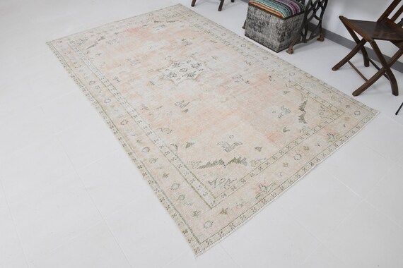 5x9 Vintage Faded Area Rug, 5x9 Beige Vintage Rug, Handmade Soft Rug, 5x9 Vintage Rug, Mid Ceuntry Modern, 5x9 Turkish Rug,