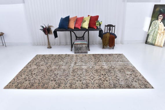 5x10 Antique Rug, 5x10 Matte Vintage  Turkish Rug, 5x10 Area Rug, Green & Brown Vintage Rug, 5x10 Turkish Rug, 5x10 Living Room Rug, 56's