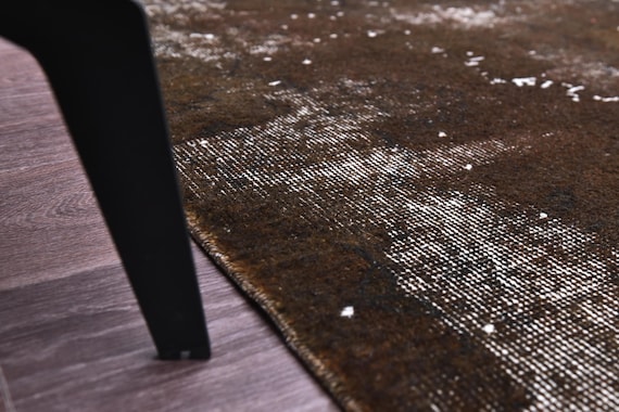 2x5 Vintage Overdyed Small Runner Rug, 2x5 Brown Color Rug, 2x5 Rug, Handwoven Wool Rug, 2x5 Hallway Rug, 2x5 Turkish Runner, Accent Rug