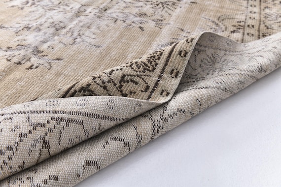 6x9 Antique Turkish Faded Rug, 6x9 Handmade Wool Rug, Living Room Rug, Farmhouse Decor 6x9 Rug, Vintage Area Rug, Brown Beige Color, 6x9 Rug