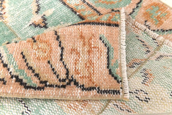 2x7 TURKISH VINTAGE RUNNER Rug, 2x7 Vintage Runner, 2x7, Short Handmade Wool Rug, 2x7 Rugs, Green Beige Carpet, Vintage Runner Rug, Gifts