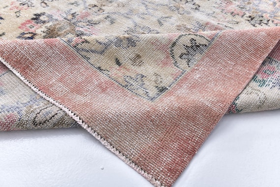 Antique Vintage Turkish Rug, 7x10 Oversize Oushak Rug, Handmade Wool Rug, 7x10 Extra Large Area Rug, 7x10 Rustic Primitive Style Rugs,