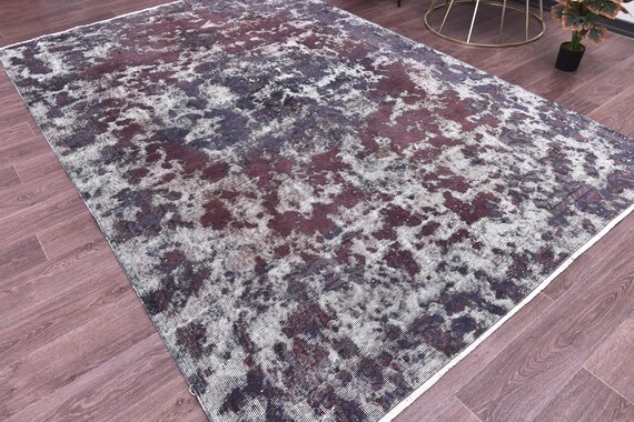 6x10 Vintage Modern Decor Overdyed Rug, Handmade Wool, Fabric Home Decor, Living Room Bedroom Rug