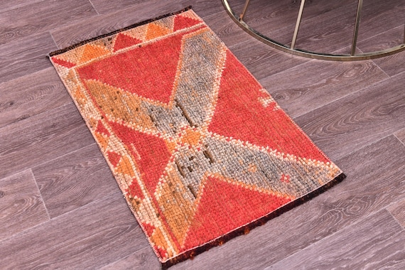 1x2 Vintage X Pattern Doormat Rug, 1x2 Vintage Door Mat, 1x2 Area Rug,  Small Size Rug, Turkey Rug, Farmhouse