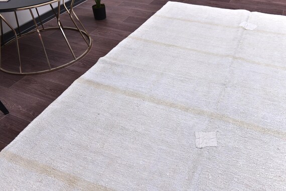 6x8 Vintage Ivory Authentic Patchwork Rug, Ivory Color, 6x8 Handmade Jute Rug, 6x8 Living Room Bedroom Rug, Tribal Kilim Rug, Farmhouse Rug