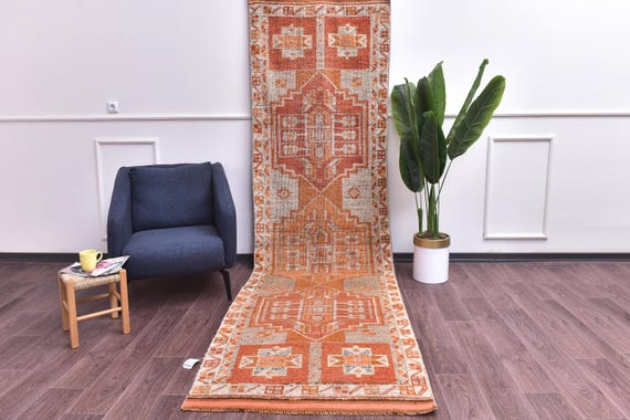 3x12 Vintage Peach Soft Runner Rug, Handmade Wool Runner, 3x12, Hallway Rug, 3x12 Farmhouse Decor, Kithcen Rug, Peach Cream Color, Rugs