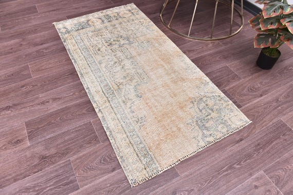 2x5 Vintage Runner Rug, 2x5 Rug, Handwoven Wool Rug, 2x5 Runner Rug, 2x5 Turkish Runner, Peach Cream Runner Rug 2x5 Rugs