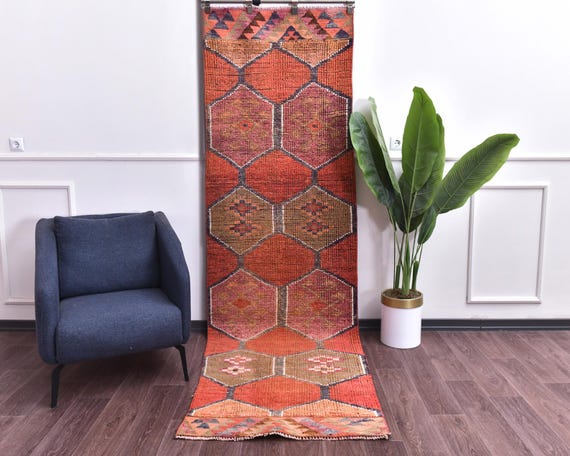3x10 Vintage Traditional Hallway Kitchen Runner Rug, Soft Wool Copper Red Color