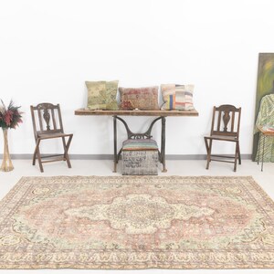 6x9 Vintage Rug, 6x9 Oriental Vintage Turkish Rug, 6x9, Classic Handmade Oushak, 6x9 Rug, 6x9 Turkish Rug, Cream & Gray Vintage Rug, Antique