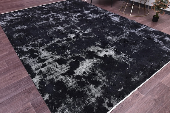 8x11 Vintage Rustic Black Rug, Industrial Home Design 8x11 Handmade Wool Rug, 8x11 Area Rug, Farmhouse Decor, 8x11 Area Rug, Ombre Rug