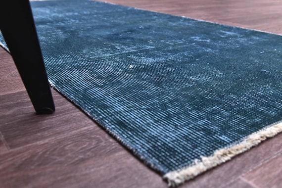2x5 Vintage Teal Runner Rug, 2x5 Vintage Runner, 2x5 Rug, Handwoven Wool Rug, 2x5 Runner Rug, 2x5 Turkish Runner, Ocean Blue Color