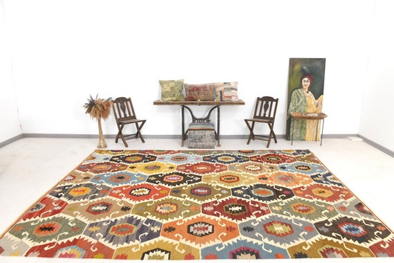 Area Rug 9x12, 9x12 Kilim Rug, 9x12 Oversize Vintage Kilim Rug, Shades Of Brown Kilim, Oversize Kilim Rug, Large Area Rug, 9x12 Rugs, 60s