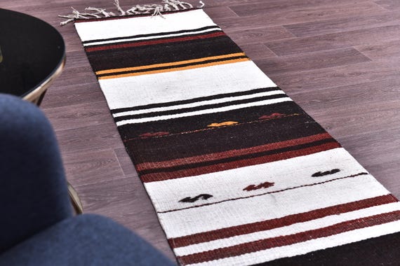 2x10 Vintage Floral Runner Rug, Handmade Wool Rug, 2x10 Brown Color, 2x10 Floral Hallway Rug 2x10 Kithcen Runner Rug Farmhouse Style