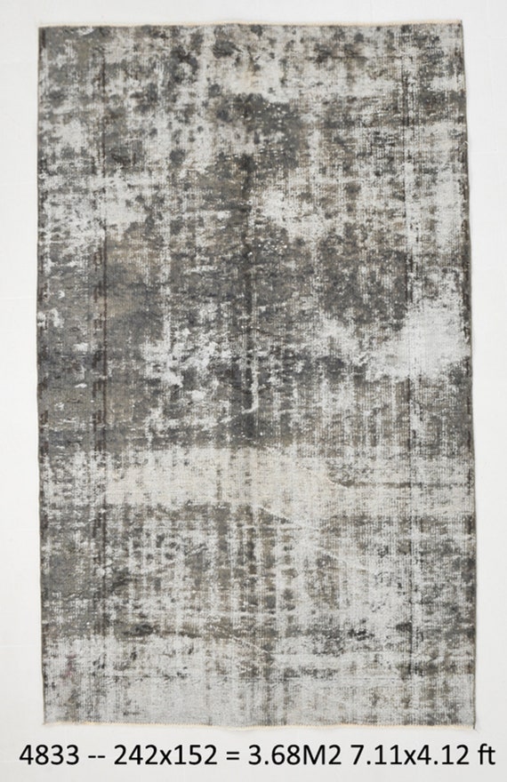 5x8 Area Rug, 5x8 TURKISH VINTAGE AREA Rug, Distressed Vintage, 5x8 Rugs, Wool Handmade Turkey, Abstract Gray, Vintage Rug 5x8, 58s Antique