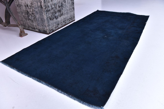 2x4 Vintage Small Rug, Neutral Rug, Vintage Accent Rug 2x4, Doormat Rug , Handmade Wool Rug, 2x4 Area Rug, Navy Blue Color Rug