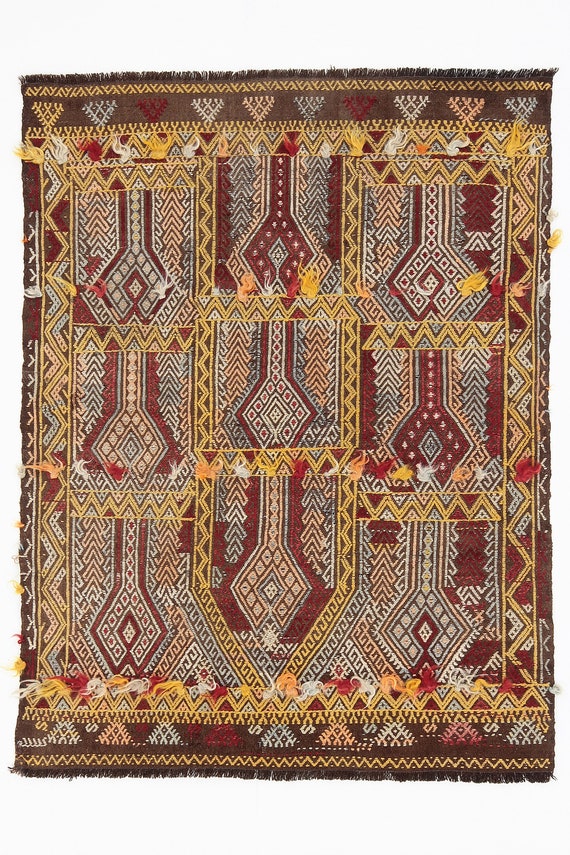 3x4 Turkish Vintage Wool Rug Distressed Area Rug 3x4 Area Rug Floral Vintage Rug 3x4 Red Turkish Rug Shabby Chic Rug Turkey Rug 3.5x4.5 Ft