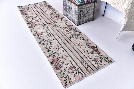 2x7 Vintage Patchwork Runner Rug, Floral Runner Rug, Handmade Home Decor, 2x7 Turkish Runner, 2x7 Area Rug, Hallway Rug, Persian Runner Rug