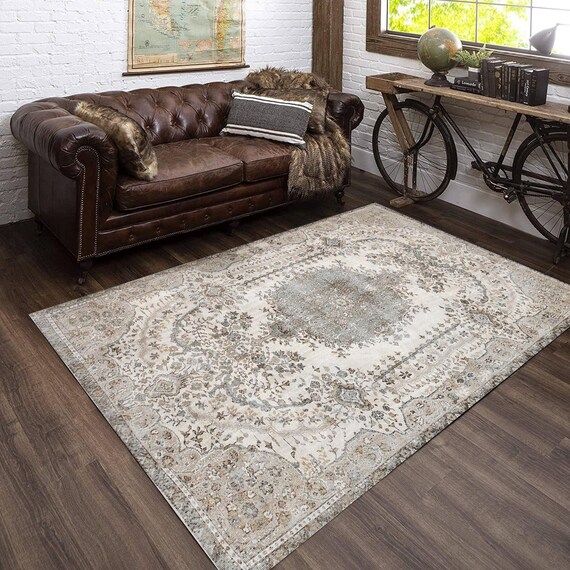 6x11 TURKISH VINATGE RUG, 6x11 Vintage Rug, 6x11 Beige Brown Vintage Rug, Oversize Vintage Rug, Large Area Rug, 6x11 Rugs, Rustic Home Decor