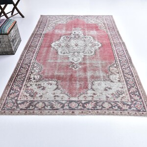 5x9 Vintage Rug, 5x9 Red Beige Oriental Vintage Rug, 5x9 Rug, Wool Hand Woven Rug, Red Beige Carpet, Vintage Rug 5x9, Rug For Living Room
