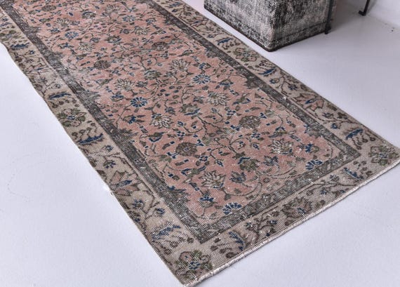 3x6 Vintage Pink Persian Style Rug, 3x6 Antique Hand Woven Runner Rug, 3x6 Rose Blush Traditional Home Decor, 3x6 Hallway Kitchen Rug, Gift